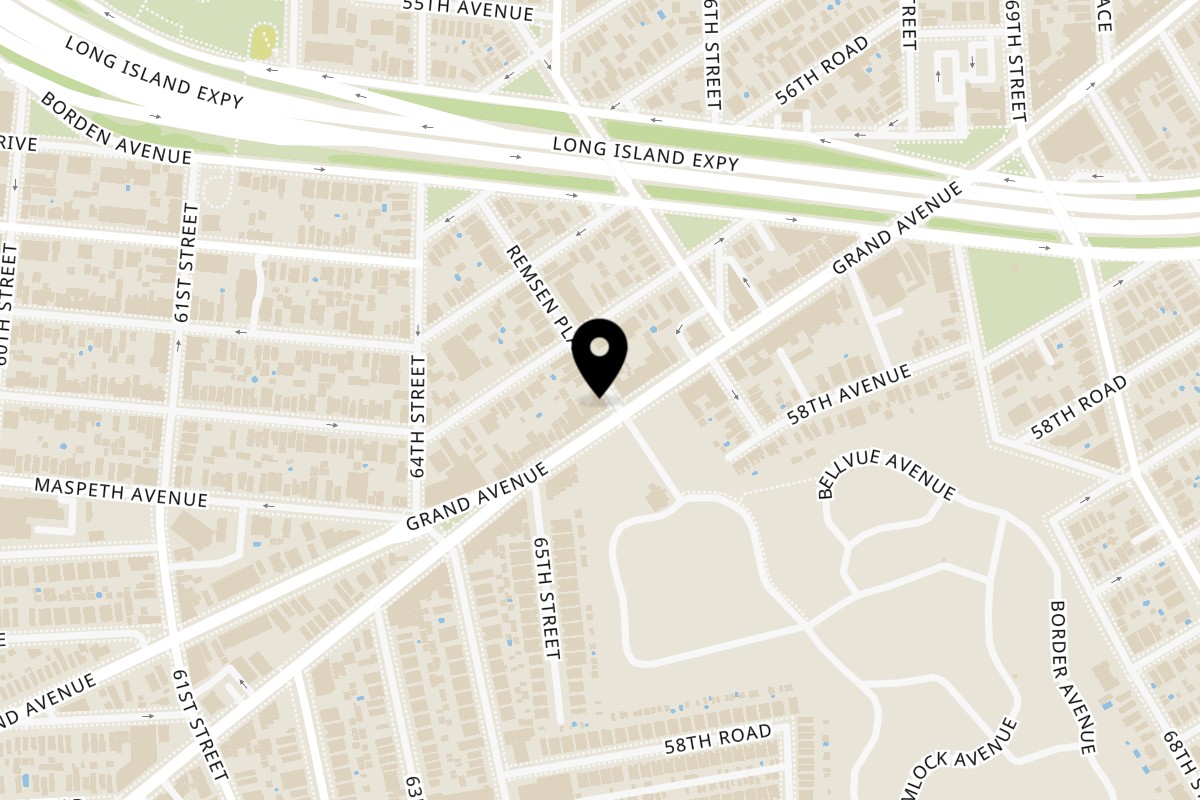 Map showing the location of Maspeth Diner on 65-35 Grand Ave in Flushing